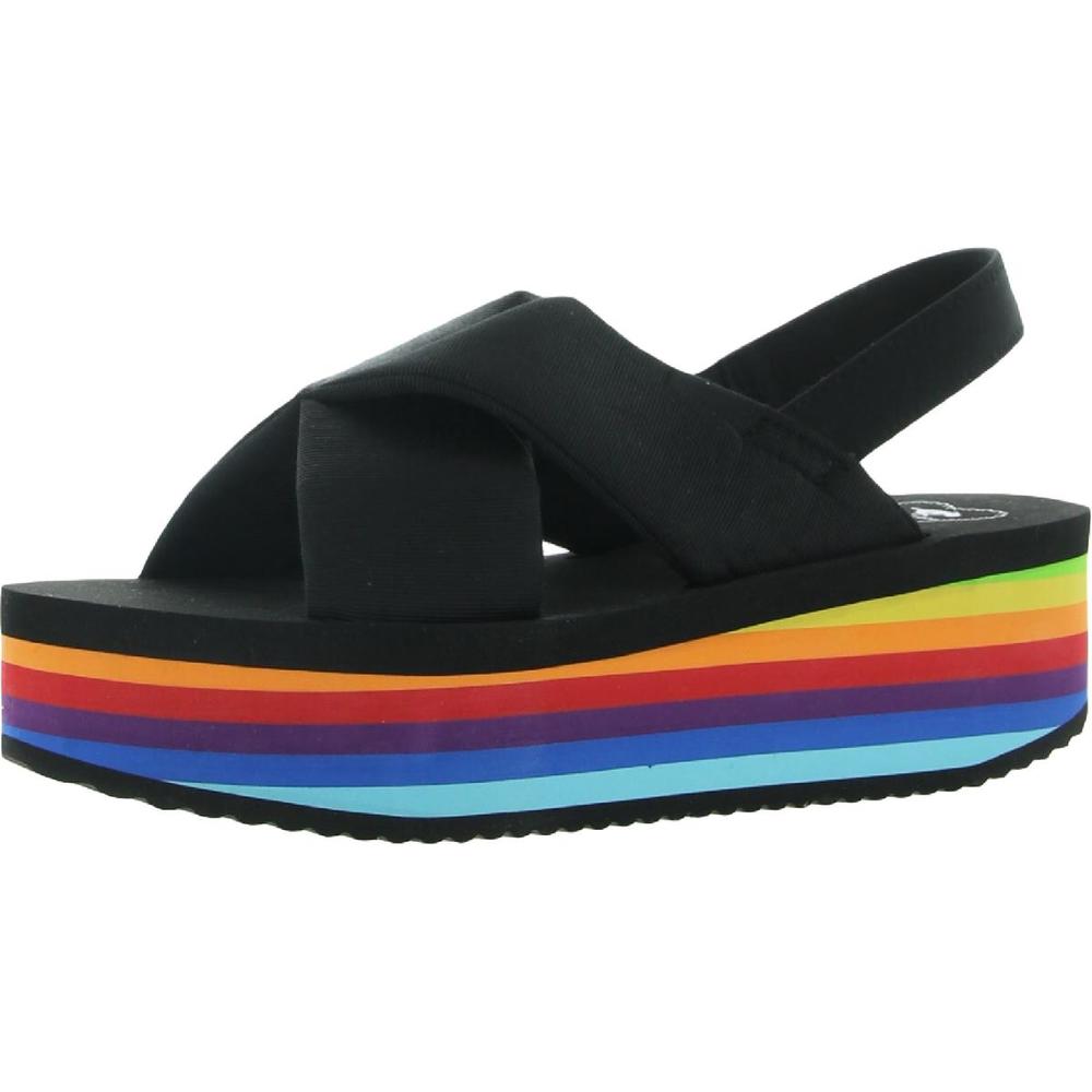 Rocket Dog Womens Hanalei Black Slip On Slingback Flatform Sandals Shoes Used